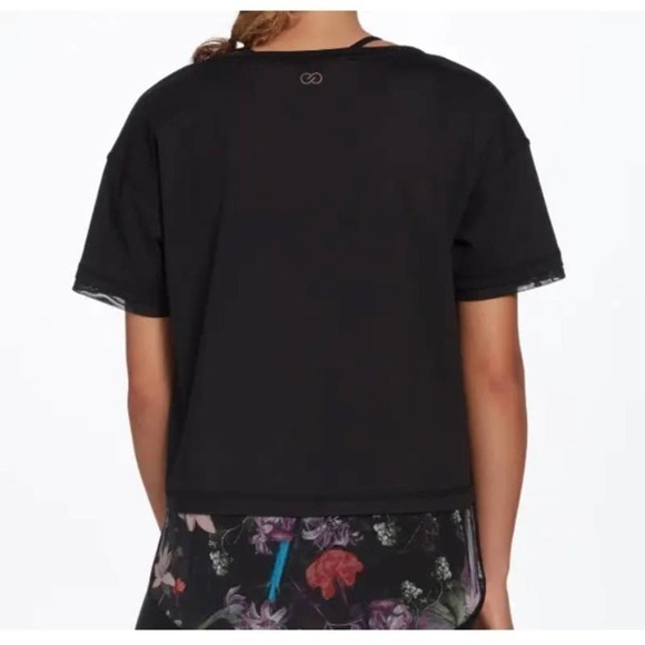 Calia Mixed Media Short Sleeve Black Top size small - Picture 2 of 7